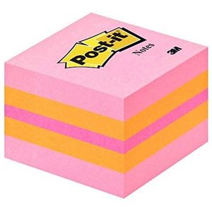 Post-it Opmerkingen - Mini Cube - Roze Koraal, Neon Oranje, Neon Roze, Neon Oranje - 400 Vellen - 51 mm x 51 mm