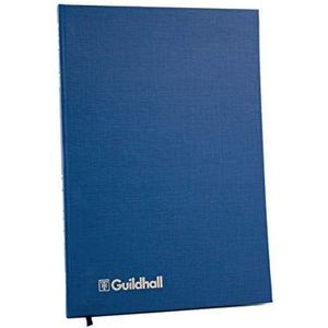 Exacompta - Referentienummer 32/9Z - Guildhall - conopapier, 298 x 203 mm, 9 kolommen, 160 pagina's 95 g/m² papier, blauw vinyl hardcover, traditioneel genaaid
