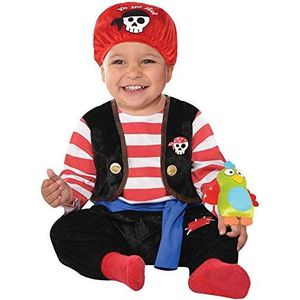amscan Buccaneer 846802-55 piratenkostuum met rode hoofdband en papegaai speelgoed (0-6 maanden)
