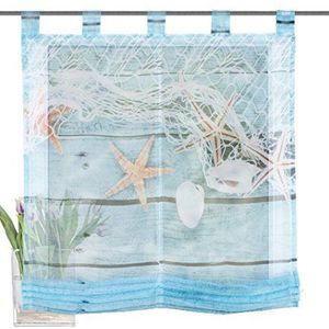 Home fashion Maritim vouwgordijn met lussen, digitale print, polyester, 140 x 100 cm, blauw