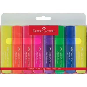 Faber-Castell 154662 - Markeerset TL 1546, 8-delige etui, neonkleuren, duurzame wigpunt, lijnbreedte 1-5 mm, navulbaar