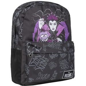 Casual rugzak met Disney-schurken, zwart, 32 x 12 x 42 cm, gemaakt van polyester, bedrukt met boze patronen, origineel, zwart, Estándar, casual, zwart., informeel