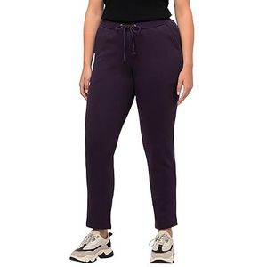 Ulla Popken Joggingbroek voor dames, zachte binnenkant, elastische tailleband, donkerpaars, 66-68, grote maat, Donker Paars