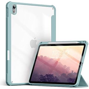 iPad Air 4/5 10,9 inch (2020/2022) hoes met ingebouwde pengleuf PU hoes en acryl achterkant met Auto Sleep Blue, lichtblauw