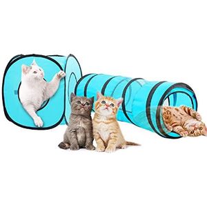 ALL FOR PAWS Pawise Kattenspeelgoed, tunnel en kubus, opvouwbaar, voor kittens en kittens