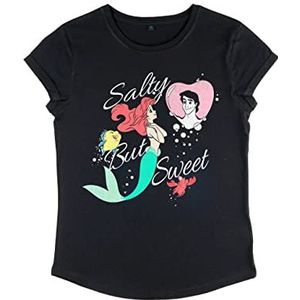 Disney The Little Mermaid Salty But Sweet, biologisch T-shirt voor dames, zwart, M, zwart.