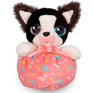 BABY PAWS Mini Border Collie, puppy pluche dier met geluiden, overal mee naartoe te nemen dankzij de tas, speelgoed cadeau voor meisjes en jongens vanaf 3 jaar