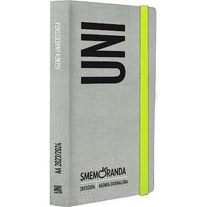 Smemoranda Uni - Univesitaria dagplanner 2023-2024, 12 maanden, september 23 - september 24, 400 pagina's, flexibele omslag en elastische sluiting, afmetingen 12,5 x 18,5 cm, kleur grijs