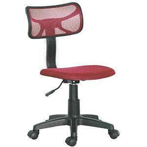 BAKAJI Bureaudraaistoel, in hoogte verstelbaar, bureaustoel met wielen, bureaustoel voor slaapkamer, ergonomische rugleuning, gevoerde zitting (rood)