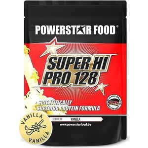 Powerstar SUPER HI PRO 128 1 kg | Multicomponent eiwitpoeder | Hoogst mogelijke biologische waarde | Proteïnepoeder met 80% SS-eiwit | geproduceerd in Duitsland | Vanilla