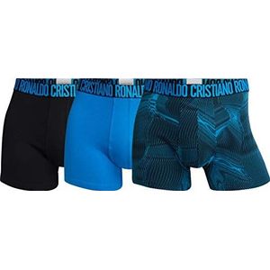 CR7 CR7 Set van 3 katoenen boxershorts voor heren, Zwart, blauw, sportblauw