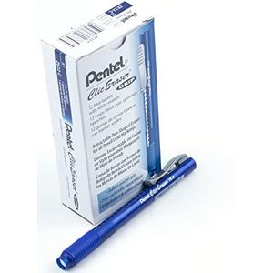 Pentel Clic Gum met rubberen greep, blauw, 12 stuks