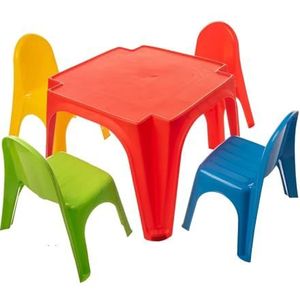 MANDELLI 4 vrienden, Pic picknicktafel voor jongeren, uniseks, rood, 56 x 56 x 40 cm