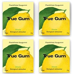 True Gum True Gum Kauwgom zonder plastic, biologisch afbreekbaar, 4 x 21 g, 84 g, 4 stuks