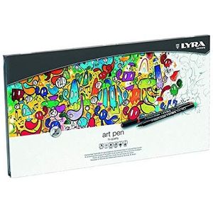 LYRA Art Pen - 30 viltstiften met fijne punt, verschillende kleuren in metalen doos