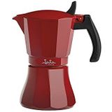 Jata Hogar HCAF2012 Koffiezetapparaat van aluminium voor 12 kopjes, geschikt voor alle keukens, ook inductie, massieve handgreep met verbrandingsbeveiliging, rood
