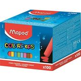 Maped - fijn krijt voor zwarte en natuurlijke leistenen bord - doos met 100 krijtjes in 10 heldere kleuren