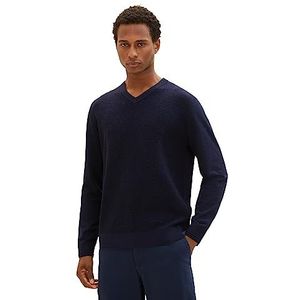 TOM TAILOR behaaglijke gebreide herentrui met V-hals, 13160 - marineblauwe gebreide mix