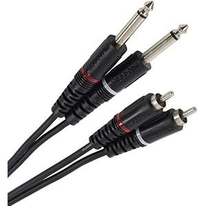 Plugger, Epanja kabel met 2 x 6,35 mm mono-jack op 2 x RCA stekkers. Voor het aansluiten van alle soorten stereo audioapparatuur op 2 mono-kanalen. Lengte: 3 m.