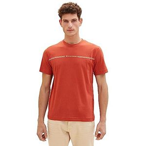 TOM TAILOR heren t-shirt met streep print & logo, 14302 - Fluwelen Rood