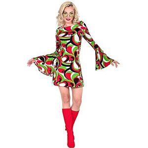 Widmann 48754 kostuum voor volwassenen, The 70s Groovy Style jurk, Flower Power Hippie, jaren '70-themafeest, carnaval, dames, meerkleurig, XL