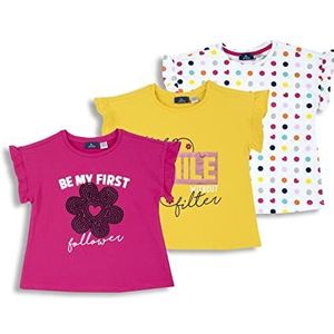 Chicco T-shirt met korte mouwen van katoen, T-shirt voor meisjes, 3 stuks, Geel.
