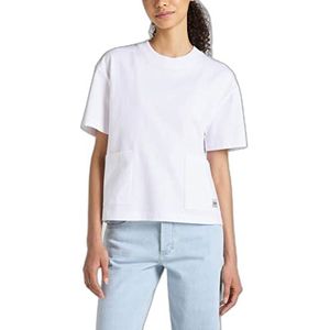 Lee Damestas T-shirt in stralend wit, XXL oversized, Stralend wit