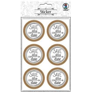 Ursus 59530005F Set van 24 stickers voor bruiloft, met opschrift ""Save The Date"", versierd met films, diameter: ca. 4,8 cm, veelkleurig