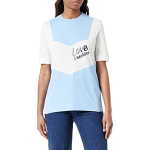 Love Moschino Dames T-shirt met korte mouwen met inzetstukken in contrasterende kleur, hemelbeige, 50, Hemelbeige