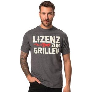 JP 1880 T-shirt, Rh, Grillen Flames, 1/2 T-shirt voor heren, Antraciet gemengd