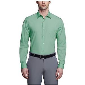 Van Heusen Poplin Fitted Solid Point Collar Dress Shirt Heren, Blad Groen