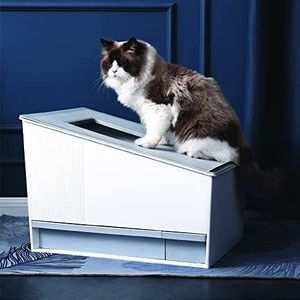 Honey Care Premium zelfreinigende kattenbak zonder telescoop, veilige automatische app-bediening, mat wit (A61)