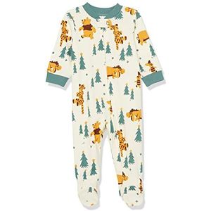 Amazon Essentials Disney Set van 2 uniseks katoenen pyjama's in slim fit voor baby's, motief vakantiebos, Winnie de Poeh, slapen en spelen, 3-6 maanden