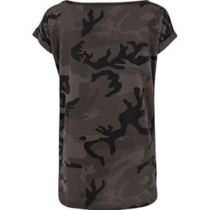 Urban Classics Dames Camo Back Shaped T-Shirt, Donkere camouflage