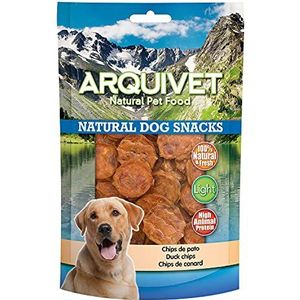 Arquivet Natural Dog Snacks Chips Eend, 100 g, 12 stuks, 100% natuurlijk, 100% natuurlijk, voor honden, traktaties voor honden, licht product, zeer rijk aan voedingsstoffen