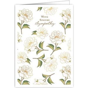 Quire Wenskaart met witte rouwrozen, ivoorkleurig