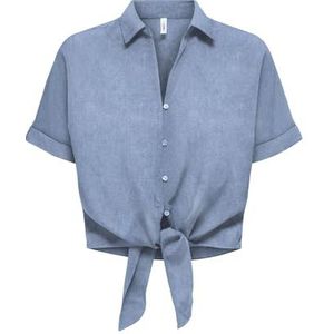 Onlnova Azure S/S Knot Shirt Ptm, Bleu jeans clair, L