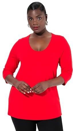 Ulla Popken T-shirt pour femme, rouge, 48-50