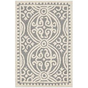 Safavieh Medallion Cambridge CAM123 tapijt, rechthoekig, handgetuft, zilver/ivoor, 91 x 152 cm, voor woonkamer, slaapkamer of elke binnenruimte