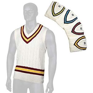 GM Cricket-trui zonder mouwen, Gunn & Moor, marineblauw/rood, S