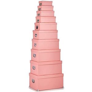 10 stuks metalen kartonnen dozen, 33 x 23 x 47 cm, roze