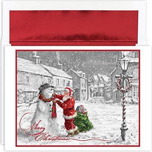 Masterpiece Studios Holiday Collection 18 kerstkaarten, 18 enveloppen met aluminium vulling, kerstman en sneeuwpop