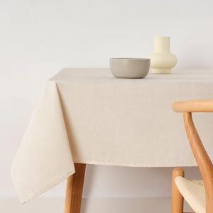 BELUM Nappe anti-taches, taille 200 x 155 cm - Nappe au toucher extra douce, couleur beige clair, nappe 100% fabriquée en Espagne, tissu 100% coton biologique, nappe modèle uni