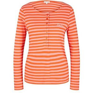 TOM TAILOR Dames T-shirt met lange mouwen, 31602 - Pink Red Stripe