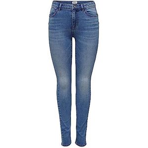ONLY Onlwauw Mid Power Sk Push Up Gua EXT skinny jeans voor dames, medium blauw, S / 32L, Medium Blauw Denim