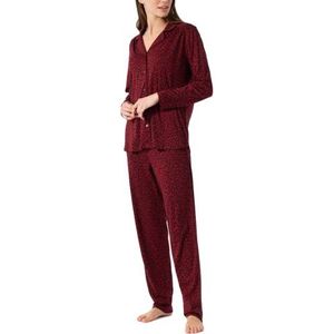 Schiesser Pyjama Lange Pijama-set voor dames, bordeauxrood, 46, Bordeaux