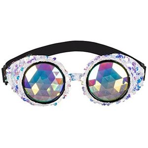 Boland 02654 - Zilveren Mirage partybril met glitter en elastische band, holografische glazen, techno-party, verkleedpartij, carnaval, themafeest