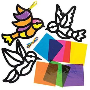 Baker Ross 6 stuks knutselset voor vogeldecoratie met kleurrijk glas eneccccfdgrrvgtfrjfjegkdctefghgcucvjlukinvhu, lentedecoratie voor kinderen