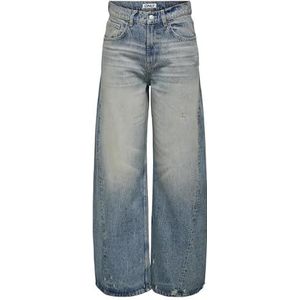 ONLY Onleryn Hw Wide Tint DNM Dot Jeans pour femme, Denim bleu moyen/détail : teinté, 27W / 30L