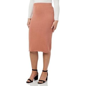 LEOMIA Jupe midi en tricot pour femme 10426723-le02, beige rose, L, Beige/rose., L